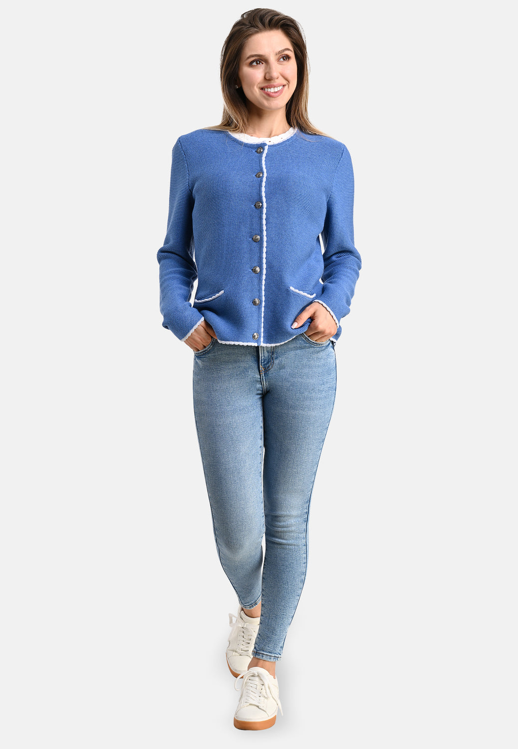 23547 Cardigan Contrast - 10/jeans-blue