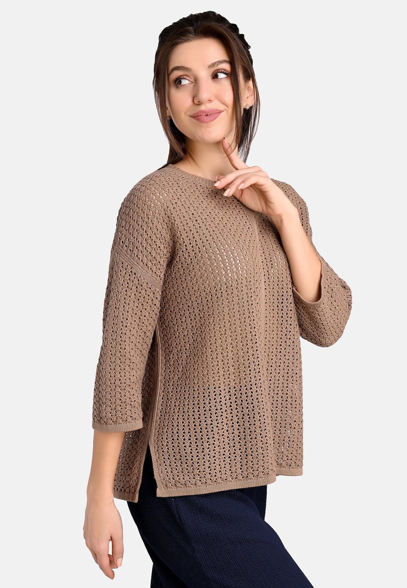 24118 Pullover Ajour - 06/taupe
